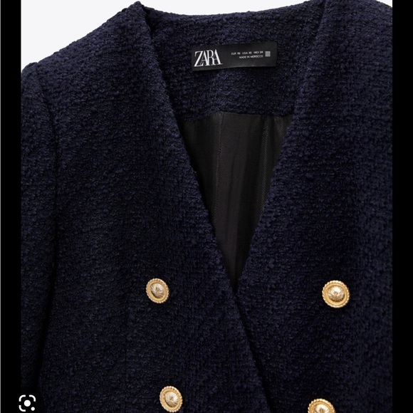 ZARA STRUCTURED LAPELLESS BLAZER
NAVY BLUE - Picture 3 of 5